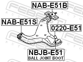 Mounting, control/trailing arm NAB-E51S
