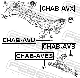 Mounting, control/trailing arm CHAB-AVB