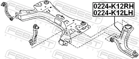 Control/Trailing Arm, wheel suspension 0224-K12RH
