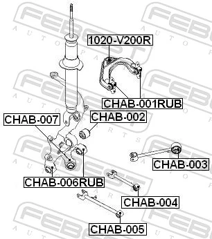 Mounting, control/trailing arm CHAB-006RUB