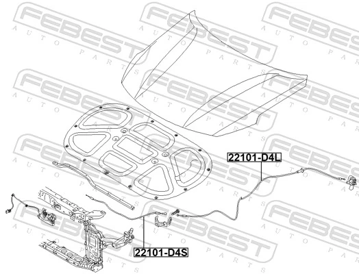 FEBEST 22101-D4L Bonnet Cable