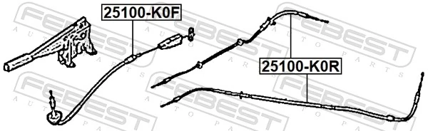 FEBEST 25100-K0R Cable Pull, parking brake
