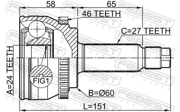 Juego de articulación, árbol de transmisión 2210-SOUA46