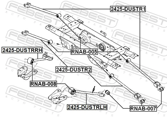 Control/Trailing Arm, wheel suspension 2425-DUSTRLH