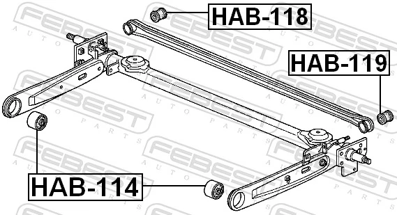 FEBEST HAB-114 Bushing, axle beam
