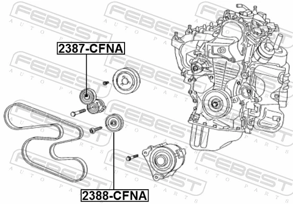 Deflection/Guide Pulley, V-ribbed belt 2388-CFNA