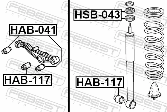 FEBEST HAB-117 Bush, shock absorber
