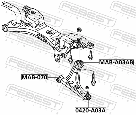 Mounting, control/trailing arm MAB-A03AB