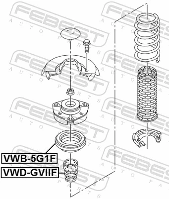 Rolling Bearing, suspension strut support mount VWB-5G1F