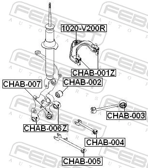Mounting, control/trailing arm CHAB-002
