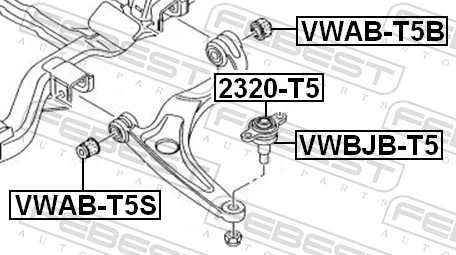 Mounting, control/trailing arm VWAB-T5S