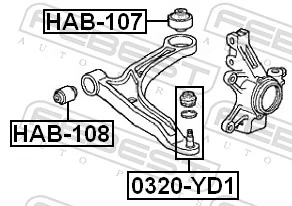 Mounting, control/trailing arm HAB-107