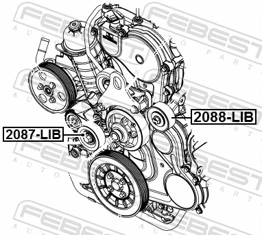 Tensioner Pulley, V-ribbed belt 2087-LIB