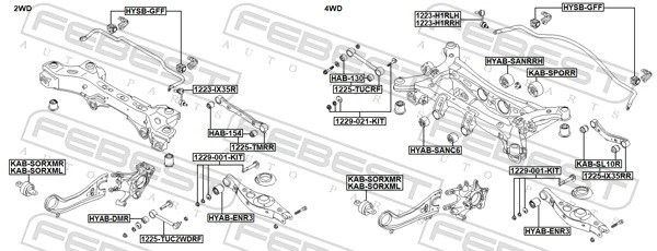 Mounting, control/trailing arm HYAB-DMR