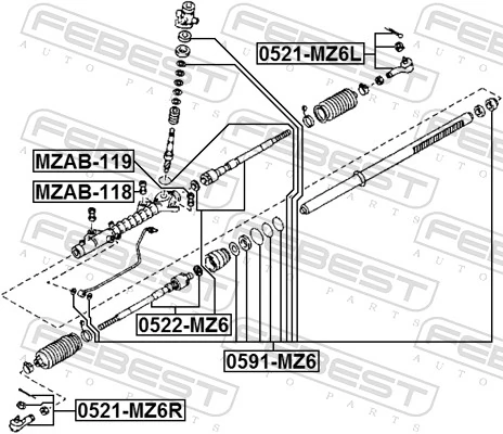 FEBEST MZAB-118 Mounting, steering gear