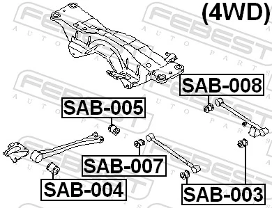 Mounting, control/trailing arm SAB-008