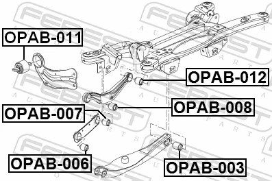 Mounting, control/trailing arm OPAB-007