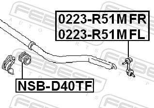 FEBEST NSB-D40TF Mounting, stabiliser bar