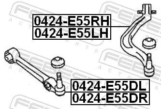 Control/Trailing Arm, wheel suspension 0424-E55LH