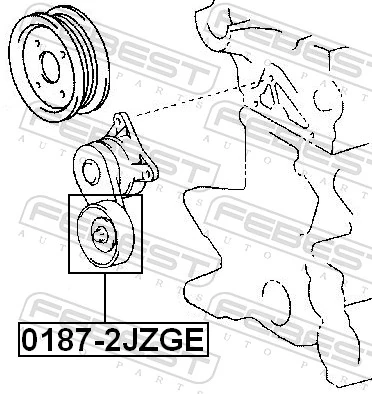 FEBEST 0187-2JZGE Tensioner Pulley, V-ribbed belt