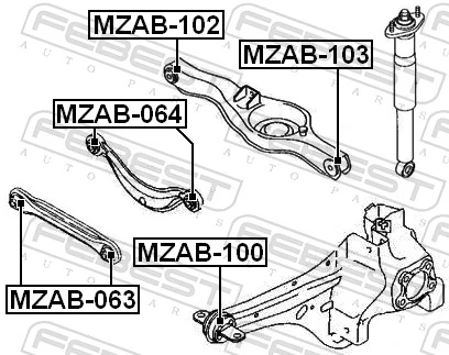 Mounting, control/trailing arm MZAB-103