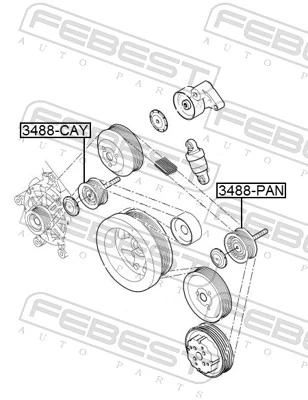 Deflection/Guide Pulley, V-ribbed belt 3488-CAY