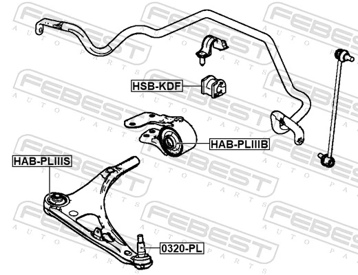 FEBEST HAB-PLIIIS Mounting, control/trailing arm