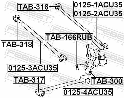 Mounting, control/trailing arm TAB-166RUB