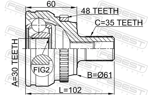FEBEST 1610-210A48 Joint Kit, drive shaft
