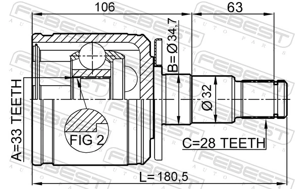 Joint Kit, drive shaft 0411-KB4LH