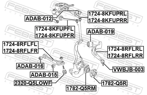 Mounting, control/trailing arm ADAB-019