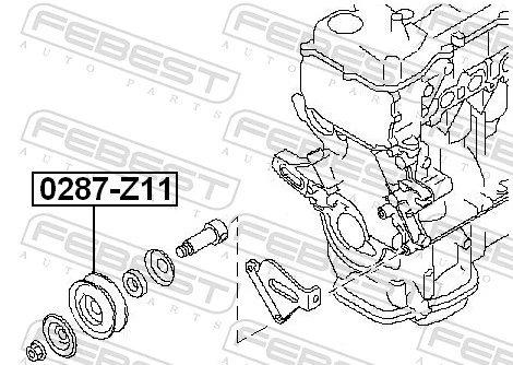 FEBEST 0287-Z11 Tensioner Pulley, V-ribbed belt