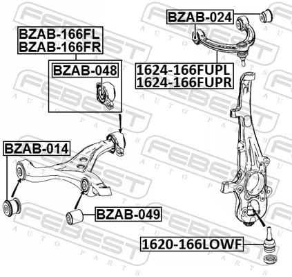Mounting, control/trailing arm BZAB-024