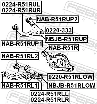 Mounting, control/trailing arm NAB-R51RL2