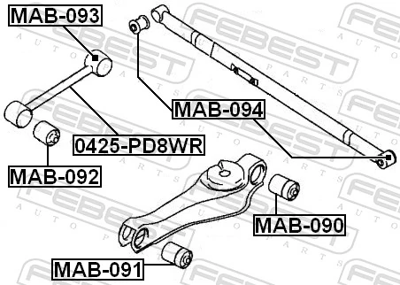 FEBEST MAB-091 Mounting, control/trailing arm