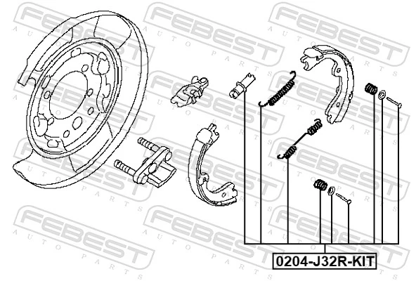 Accessory Kit, parking brake shoes 0204-J32R-KIT