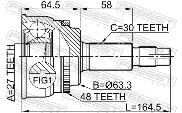 FEBEST 0110-060A48 Joint Kit, drive shaft