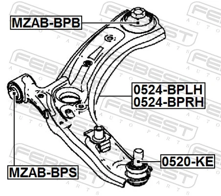 Mounting, control/trailing arm MZAB-BPS