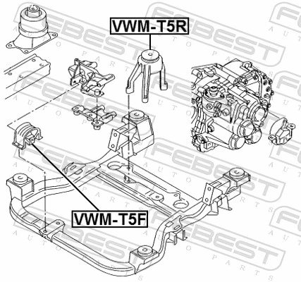 Mounting, engine VWM-T5R