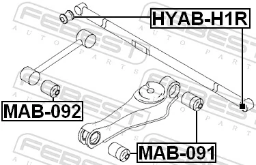 FEBEST HYAB-H1R Mounting, control/trailing arm