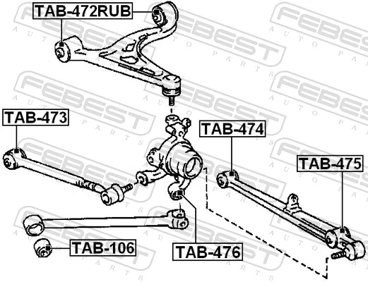 FEBEST TAB-472RUB Mounting, control/trailing arm