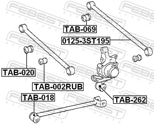 Mounting, control/trailing arm TAB-002RUB