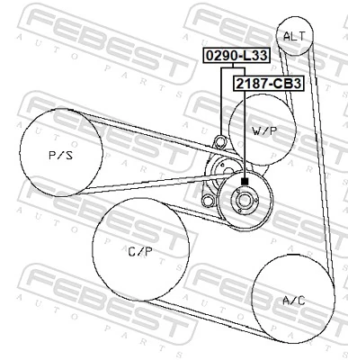 FEBEST 0290-L33 Belt Tensioner, V-ribbed belt