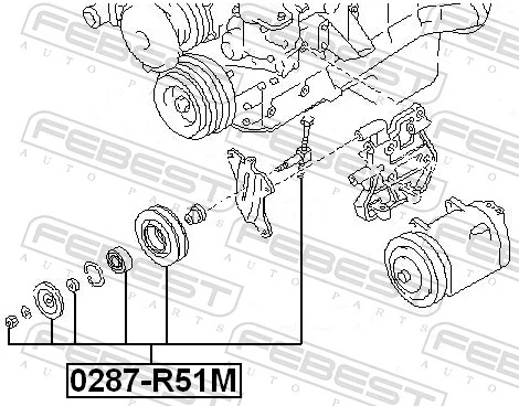 FEBEST 0287-R51M Tensioner Pulley, V-ribbed belt