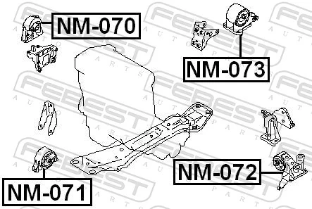 Mounting, engine NM-073