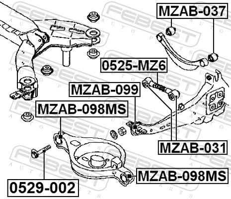 Mounting, control/trailing arm MZAB-037