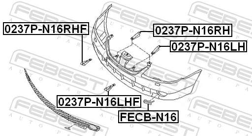 FEBEST 0237P-N16LH Mounting Bracket, bumper