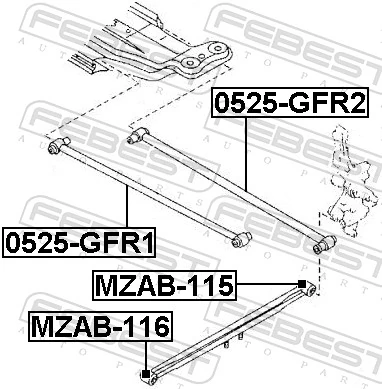 Mounting, control/trailing arm MZAB-115