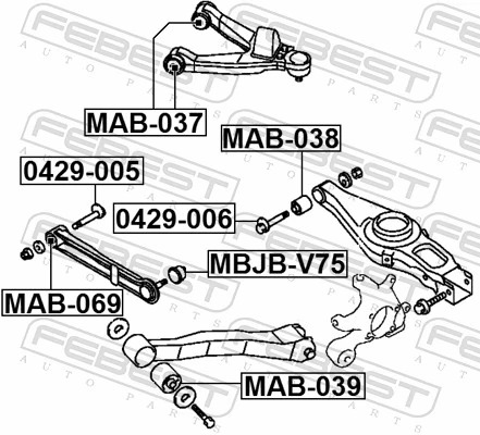 Mounting, control/trailing arm MAB-038