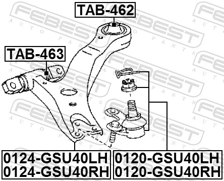 Control/Trailing Arm, wheel suspension 0124-GSU40RH